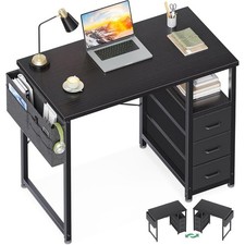 32-Inch Small Computer Desk with Fabric Drawers, Kids Girls Teen Study