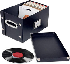 Vinyl 45 Record Box, for 45 RPM Vinyl Storage, 8.25 X 7.5 X 14.5 Inches, Black,