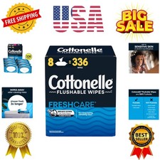 Fresh Care Flushable Wet Wipes, Adult Wet Wipes, 8 Flip-Top Packs, 42 Wipes p...