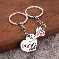 Silver Plated Lovers Heart Keychain Wedding Favors Couple Gift Fashion Keyring