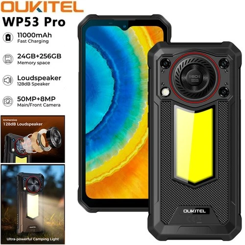 Unlocked OUKITEL WP53 PRO 4G LTE Rugged Phone Android 15 Mobile Outdoor 11000mAh