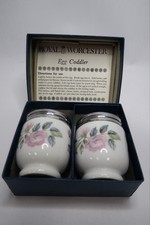 VTG Royal Worcester June Garland Egg Coddler Set of 2 Porcelain Original Box B26