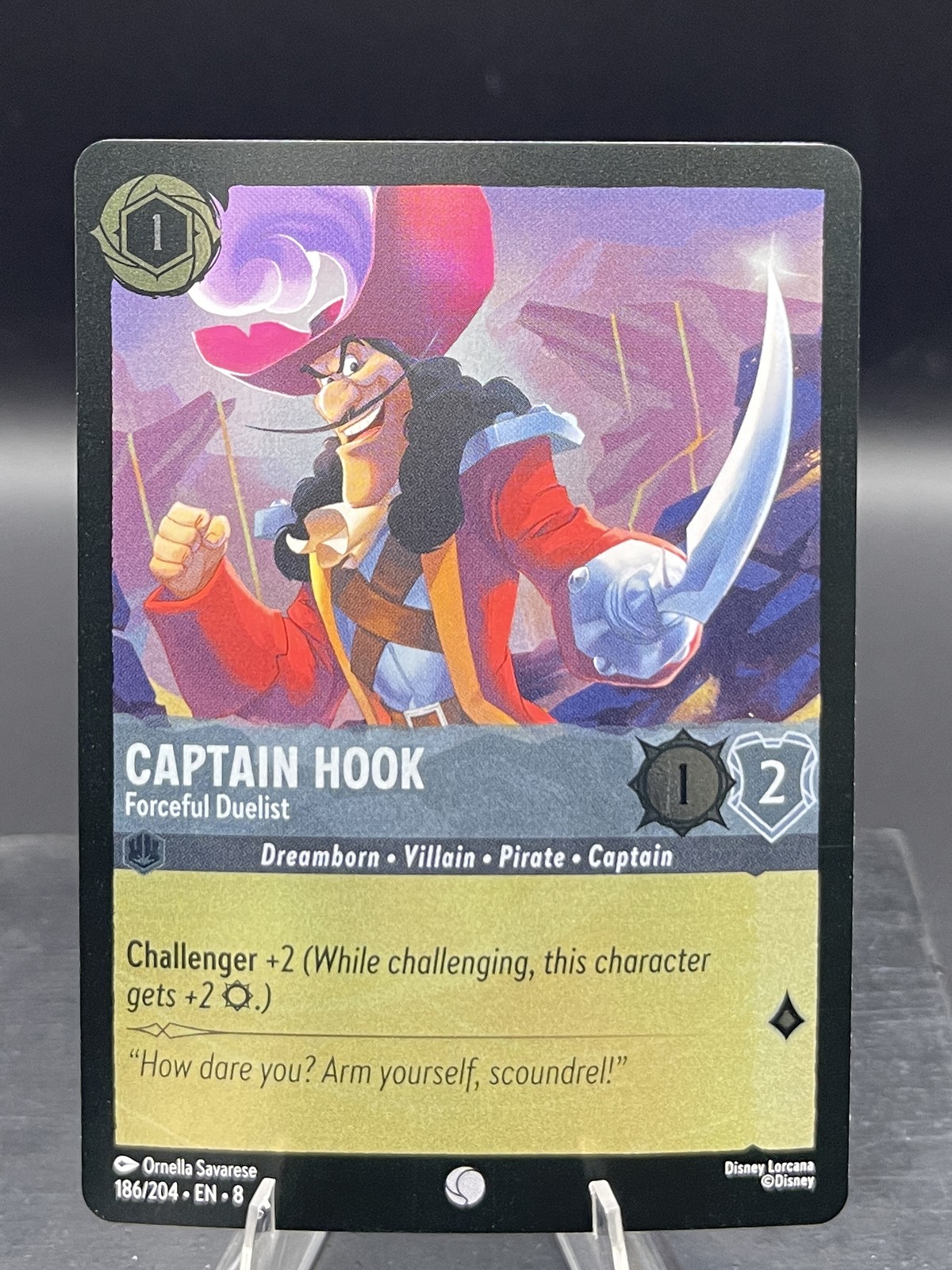 Lorcana-Reign of Jafar-Captain Hook - Forceful Duelist-#186-Cold Foil Holo-NM