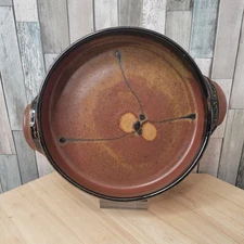 Maishe Dickman Studio Pottery Serving Bowl Handles Decorative Rustic Earth Tone