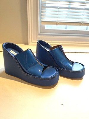 NEW Miista Rhea Blue Platform Wedge Sandal Size EU 38 US 8 $570