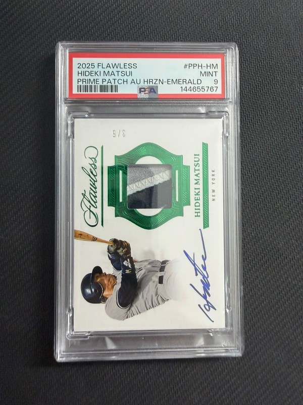 2025 PANINI FLAWLESS PRIME PATCH AUTO 3/5 #PPH-HM HIDEKI MATSUI PSA 9