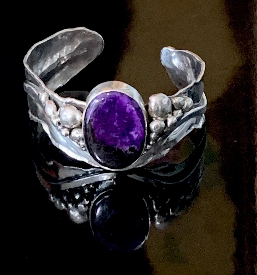 Donald Marksz of Palm Beach Brutalist Sugilite Sterling Silver Cuff Bracelet VTG - Image 4 of 4