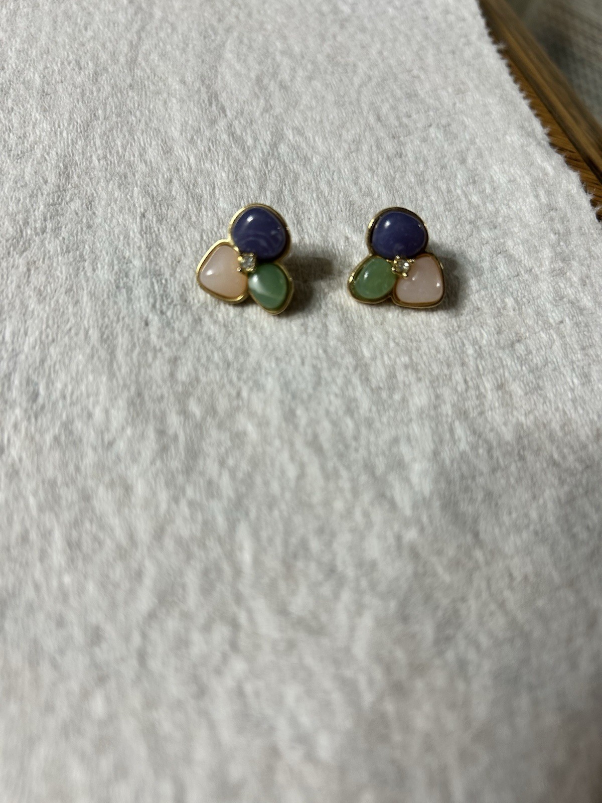 Multicolor Triangular Metal Resin Stud Earrings B… - image 2