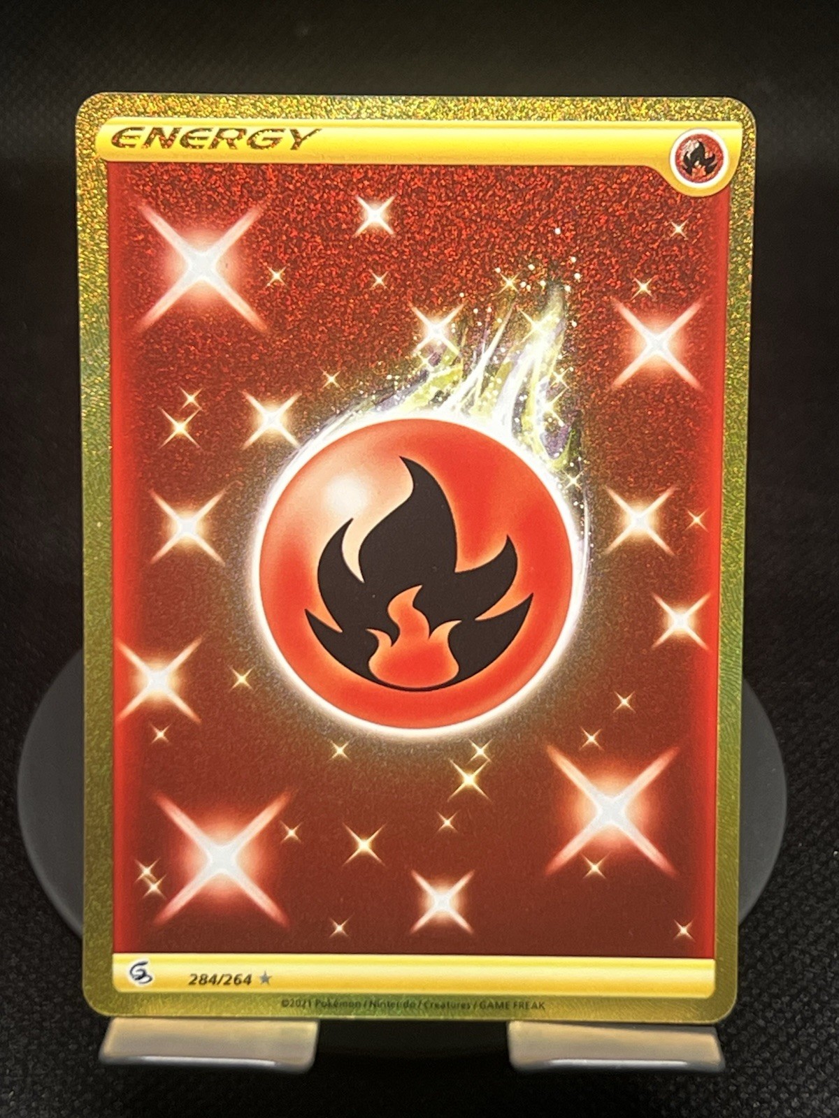Pokemon TCG Fire Energy 284/265 Fusion Strike Secret Rare NM