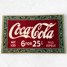 Vintage Coca-Cola Rug Coke 6 For 25 Cents Advertising Floor Mat 36x22 Display
