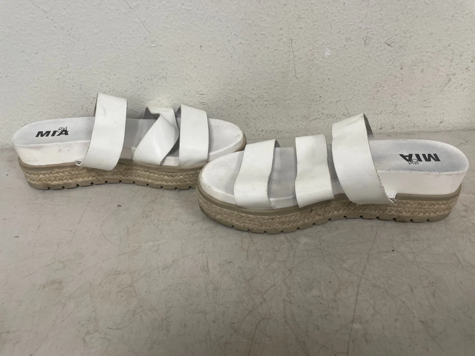 Sandalias MIA Niña Blancas Deslizables Para Mujer Talla 8.5 M Informales Verano Confort Zapatos Foto 2 de 4