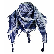 Blue White Cotton Shemagh Keffiyeh Head Neck Scarf 42" x 42" Tassels