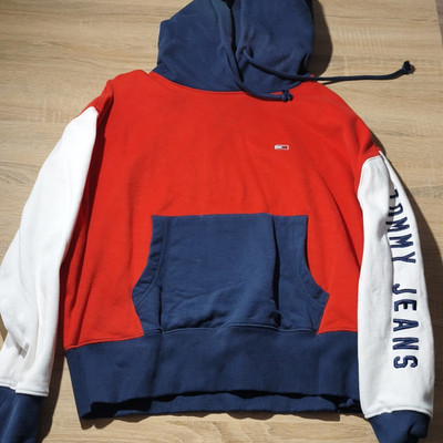 Tommy Jeans Hoodie Pullover DAMEN OVERSIZE M rot/blau/weiß Logo 