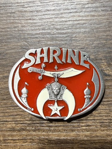 SHRINE SHRINER CRESCENT MOON MASON BELT BUCKLE C&J INC 1985 MADE IN USA NEW - Picture 1 of 2