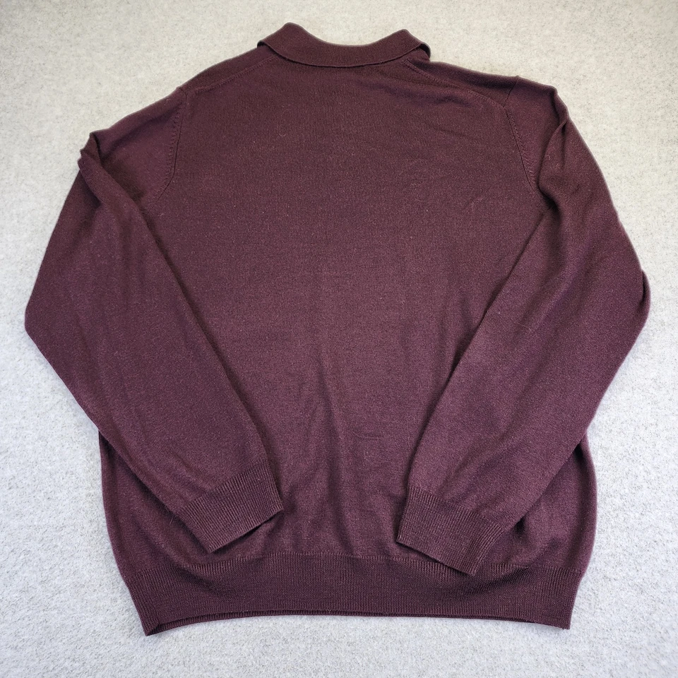 Brooks Brothers 346 Lana Merino Polo Cuello Suéter Para Hombres L Pullover Granate Foto 3 de 4