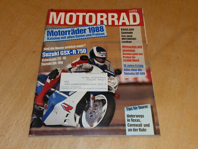 Motorrad 5/1988, Suzuki DR Big, Suzuki GSX-R 750, Kawa ZX-10, Yamaha SR 500 