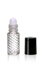 144 pcs 1/6 oz [1 dram]  Swirl Rollon Bottles with Black Caps
