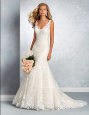 ALFRED ANGELO Signature 2601 Wedding Dress Ivory Lace Size UK 14 EU 40 US 10