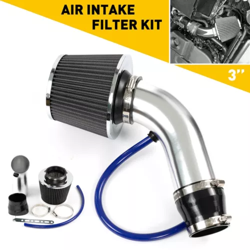 Luftansaugfilter Set Sport Luftfilter 3" 76mm KFZ Auto Sportluftfilter Silber DE - Bild 9 von 11