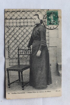 Old postcard 1912, girl from the canton of Blain, Loire Atlantique 44