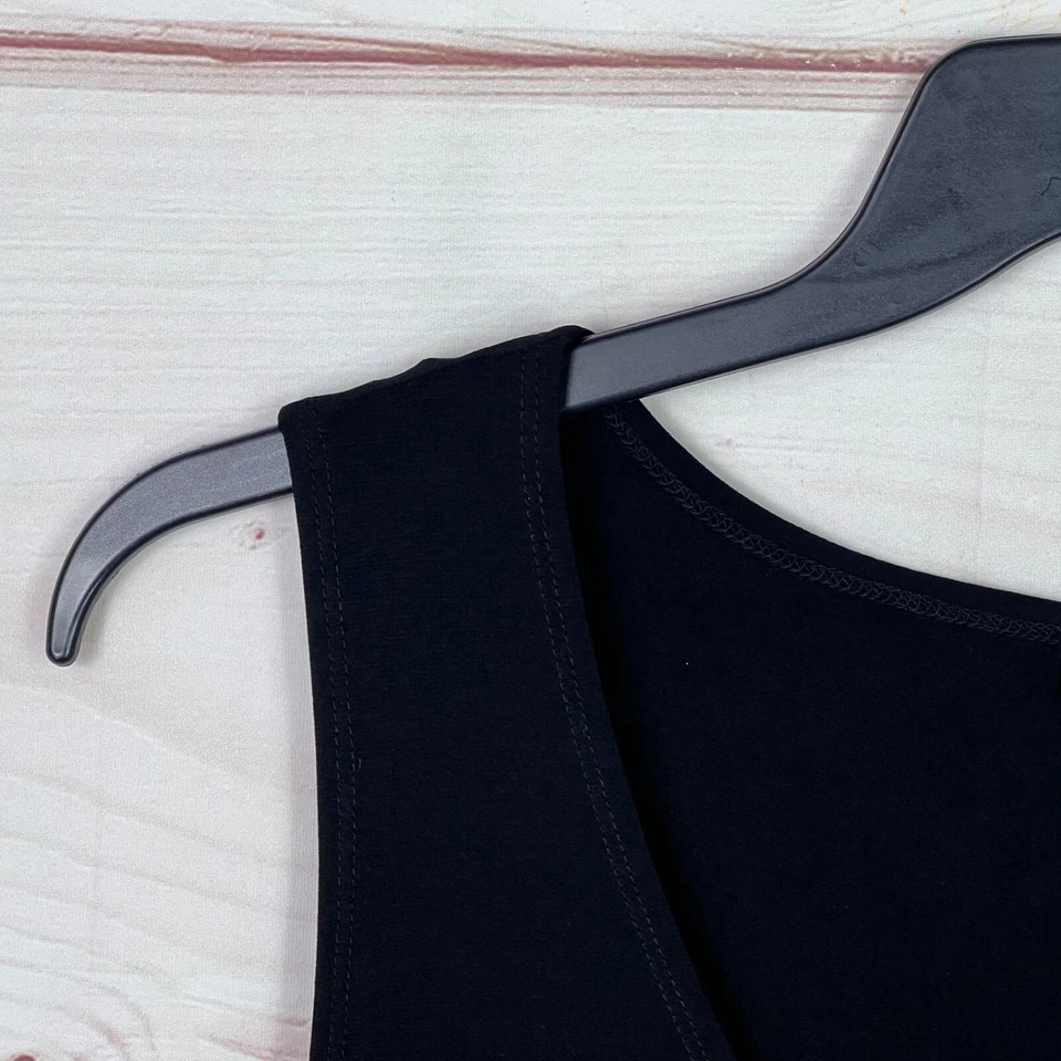 Top Slinky Brand para mujer XL negro cuello redondo sin mangas tejido liso pulóver Foto 3 de 4