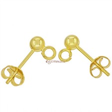 24kt Gold Plated Sterling Silver 4mm Ball Stud Post Earrings 51913