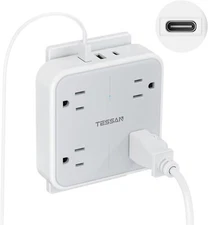 Surge Protector Splitter 3 USB Wall Charger Multi Plug Outlet Extender with 4AC