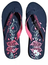 Puerto Rico Black Unisex Flip Flops Size 8 Sandal Black Art Print Casual Comfort