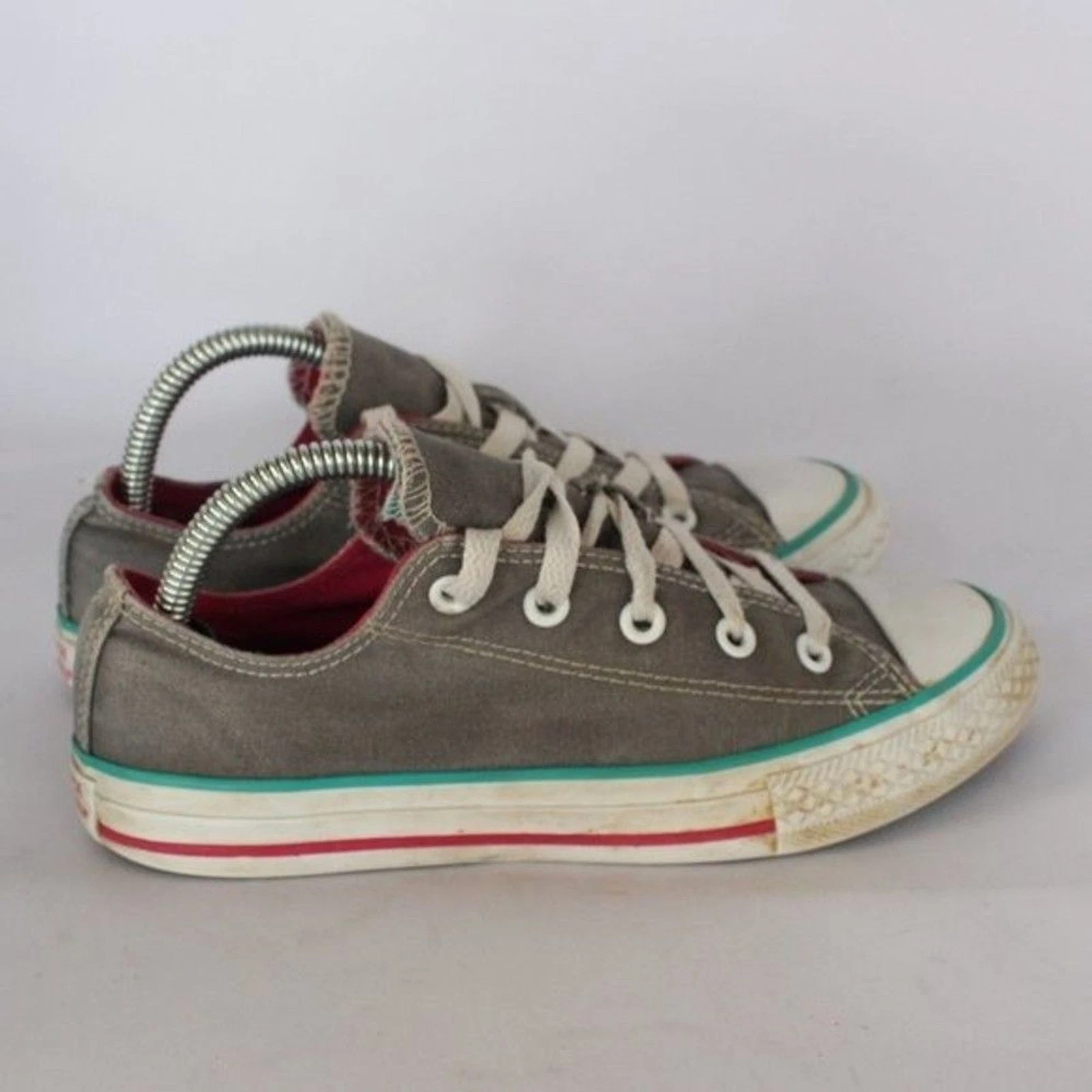 Sneakers stringate rosa e grigie Converse taglia 2 bambini pattinate scarpe Chuck