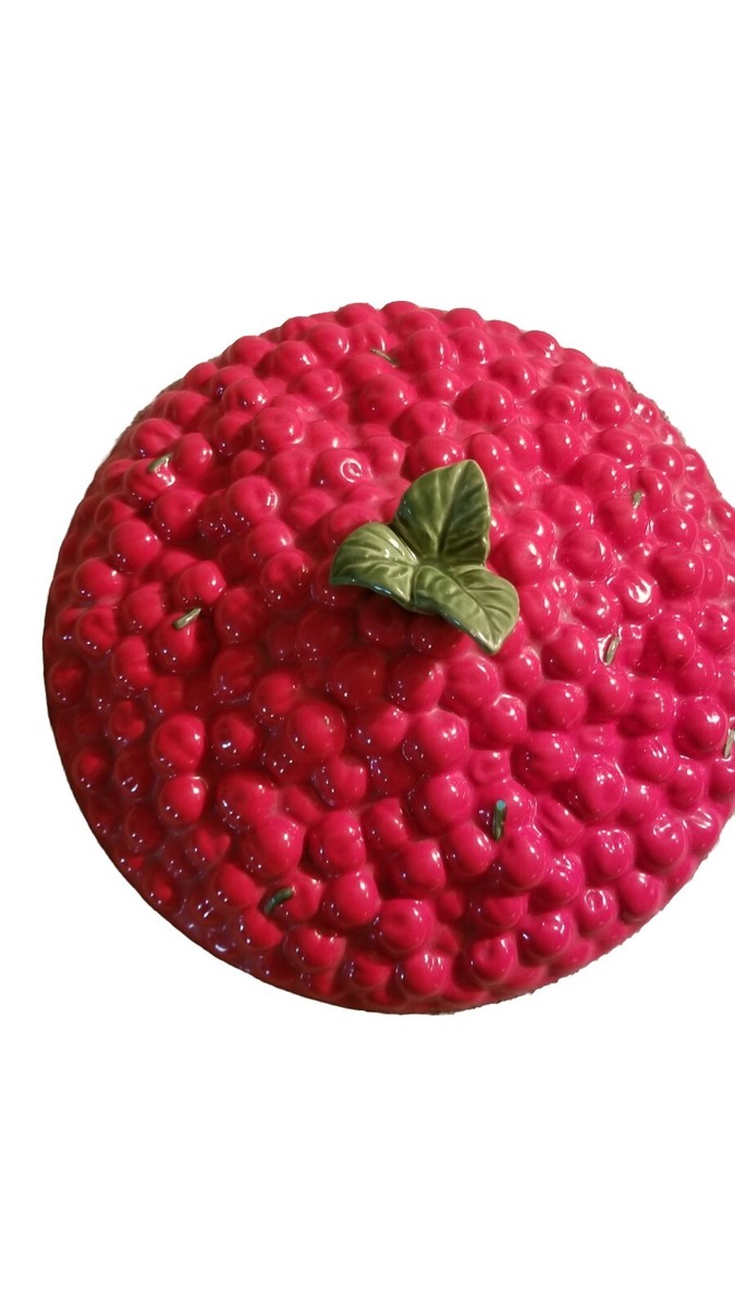 Vintage TREASURE CRAFT 13” Ceramic Cherry Pie Plate and Lid