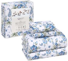 RUVANTI 100 Cotton Sheets Queen Size Set, 4 Pieces, Soft  Breathable Percal...