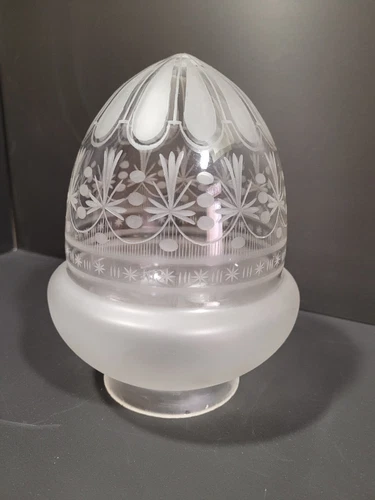 glass or crystal tulip engraved lamp old french antique
