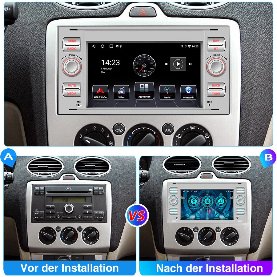 Für Ford Focus MK2 Transit MK7 Fiesta Carplay 64G Autoradio Android 14 GPS NAVI - Bild 4 von 4