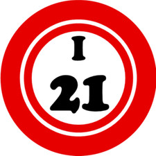 I 21 I21 Bingo Ball - 3 Inch Circle Sticker 3" x 3" - Hobby Number Board Lucky