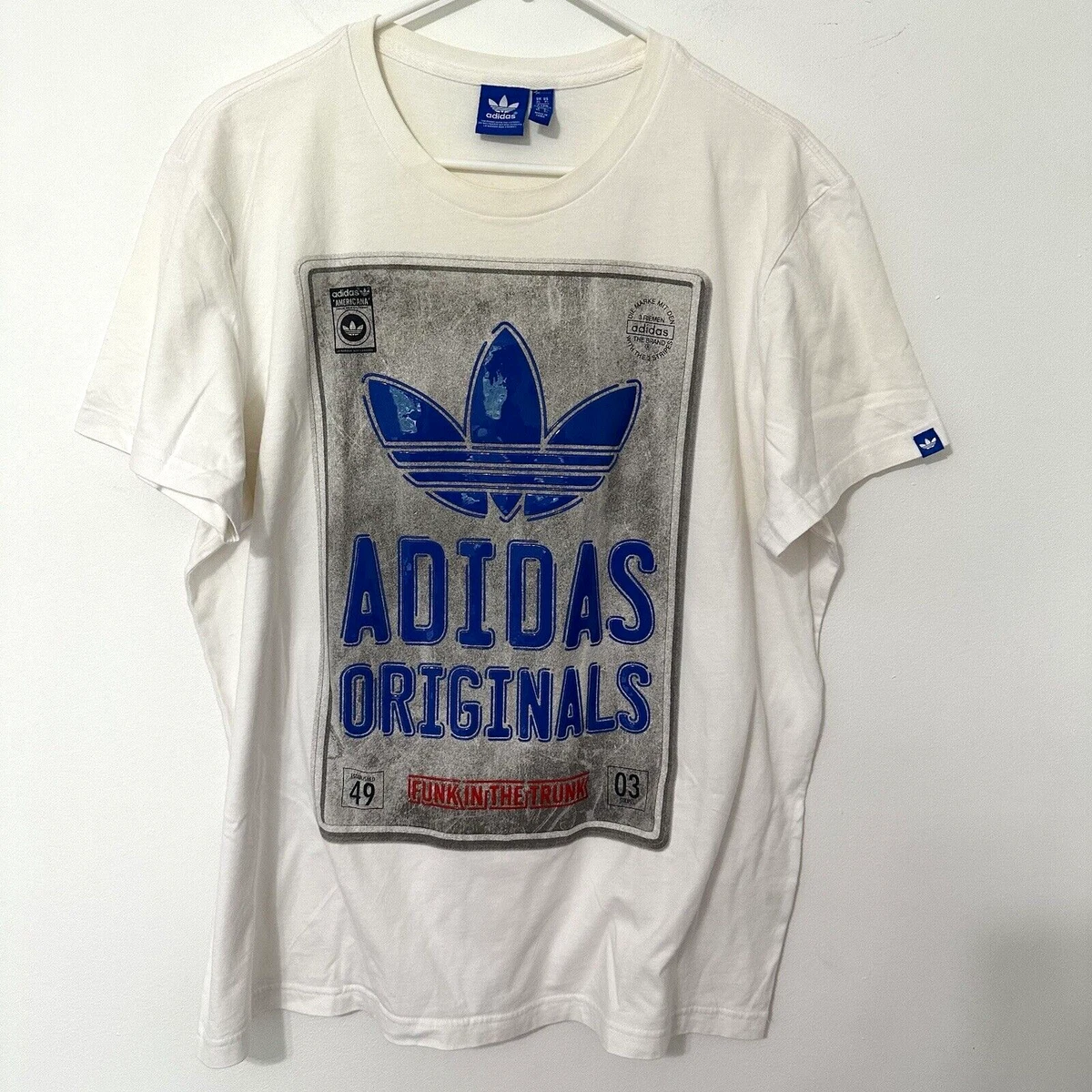 Adidas Originals White T-Shirt Men&#039;s XL Funk the Trunk Logo T-Shirt | eBay