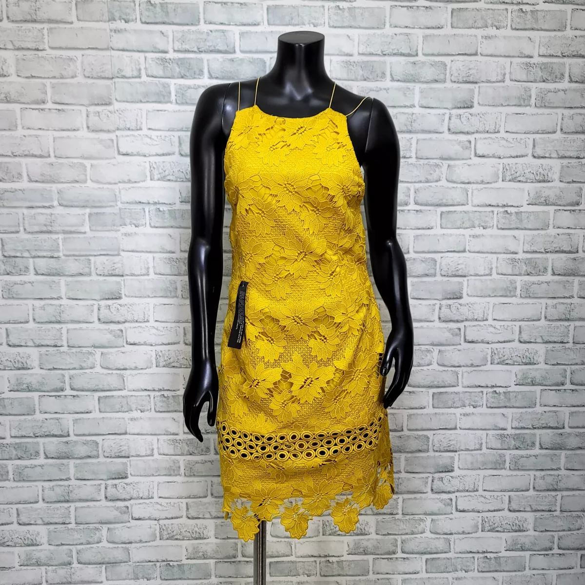Topshop yellow lace dress sale