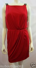 JESSICA SIMPSON RED Jeweled Straps Back V-Cut Sheath  DRESS SIZE 2  NEW NWT