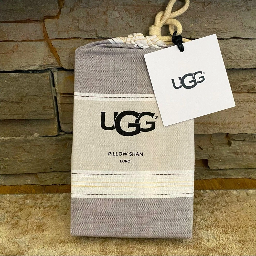 UGG Euro Cuscino Finta Oxford Righe Grigio Multi 100% Cotone 26”x26”