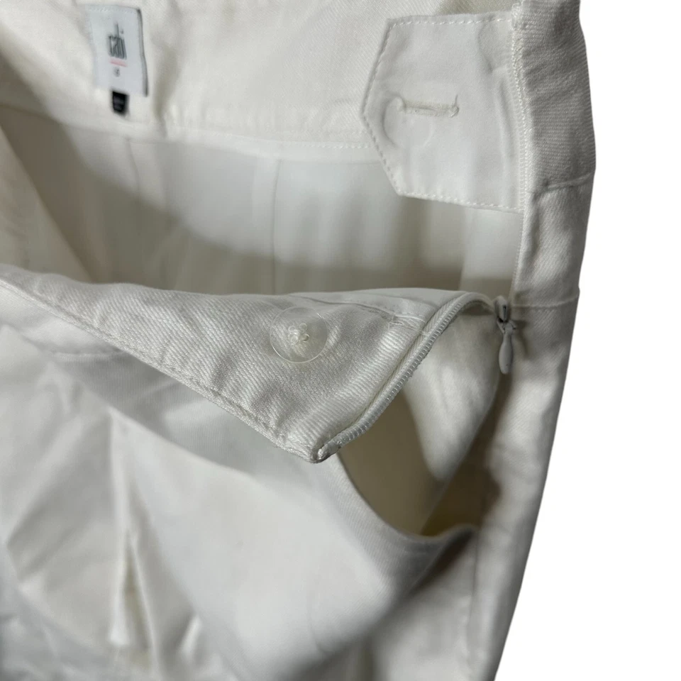 Cabi 5319 Coconut Cream Angel Linen Trouser 6 Women's Wide Leg Pants White - Image 3 of 4