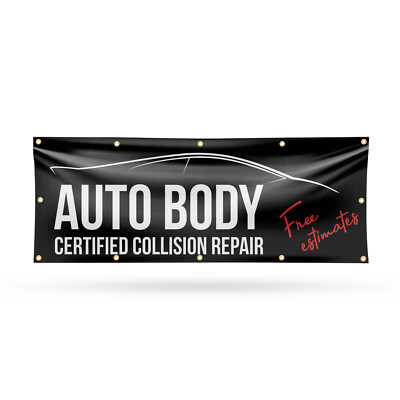 Auto Body Full Collision Repair Vinyl Banner Sign with Metal Grommets Heavy-Duty