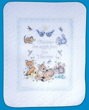 Stamped Cross Stitch Kit  Design Works Gift From Heaven Baby Quilt T21747