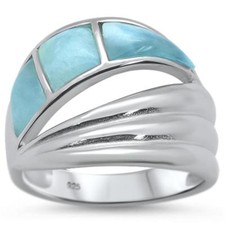 Natural Larimar .925 Sterling Silver Ring