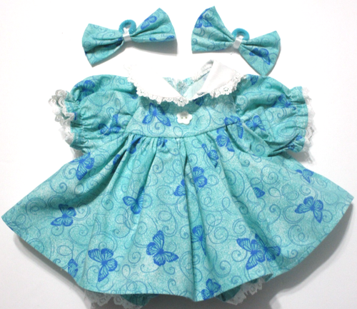 Cabbage Patch Doll Clothes: Fit 16" Doll:Turquoise/Butterflies Dress Set: 4Pc