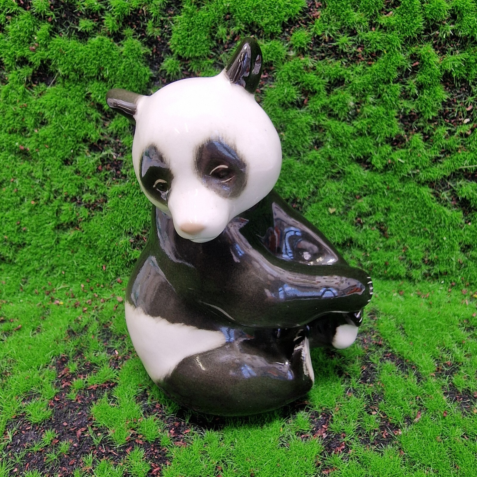 Vintage Russian Panda Lomonosov Porcelain USSR Figurine 1970s 5" Soviet