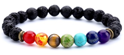 Doitory Men Women 8mm Lava Rock 7 Chakra Beads Chakra Bracelet Braided Rope N...
