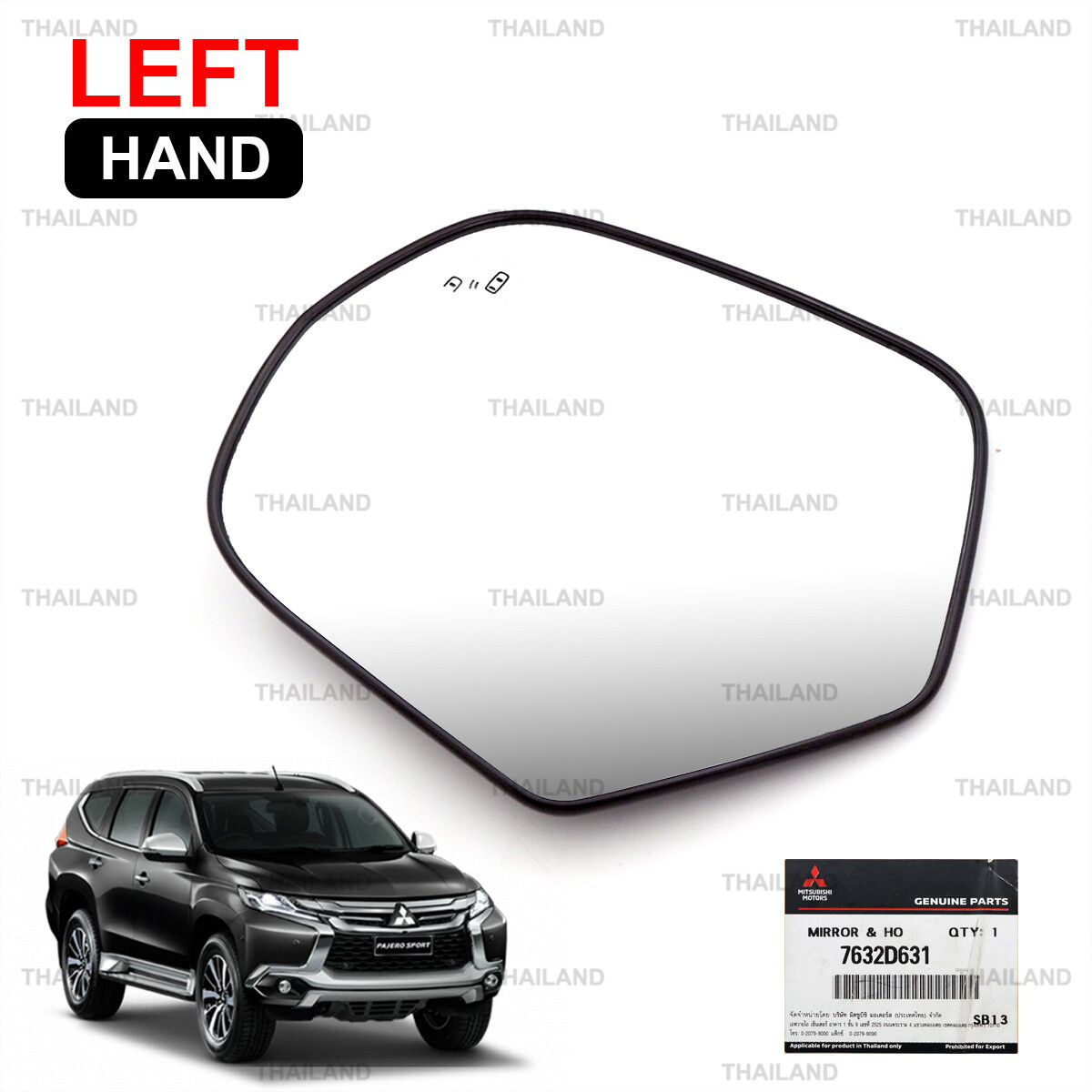 Left Side Mirror Glass For Mitsubishi Pajero NS/NX (2006-2019) - Convex, Heated
