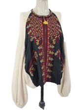 Free People Oversized Jacket Cotton Two Faced Embroidered Boucle Bell Sleeves Xs