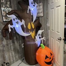 Halloween Inflatable 8 Ft. LED Haunted Tree with Ghost and Pumpkins