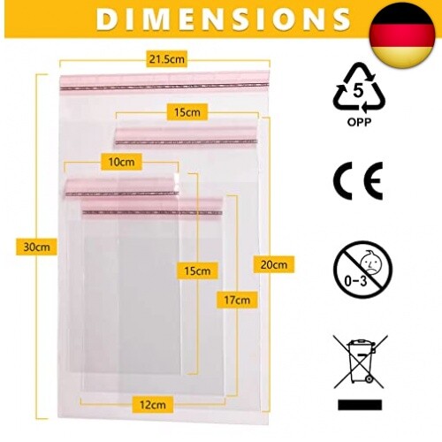 OliveBird Klar Cellophantüten C6 Größe 12cm x 17cm + 3cm Flap 500 St. mit Kl - Bild 7 von 7