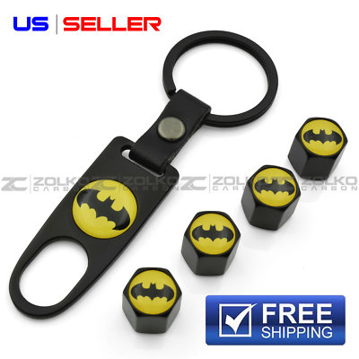 VALVE STEM CAPS KEYCHAIN KEYRING WHEEL FOR BATMAN KEY FOB KEYS VS83 - US SELLER